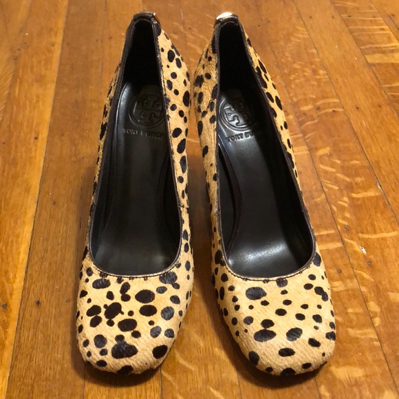 Tory Burch Animal Print Block Heels - Picture 1 of 7